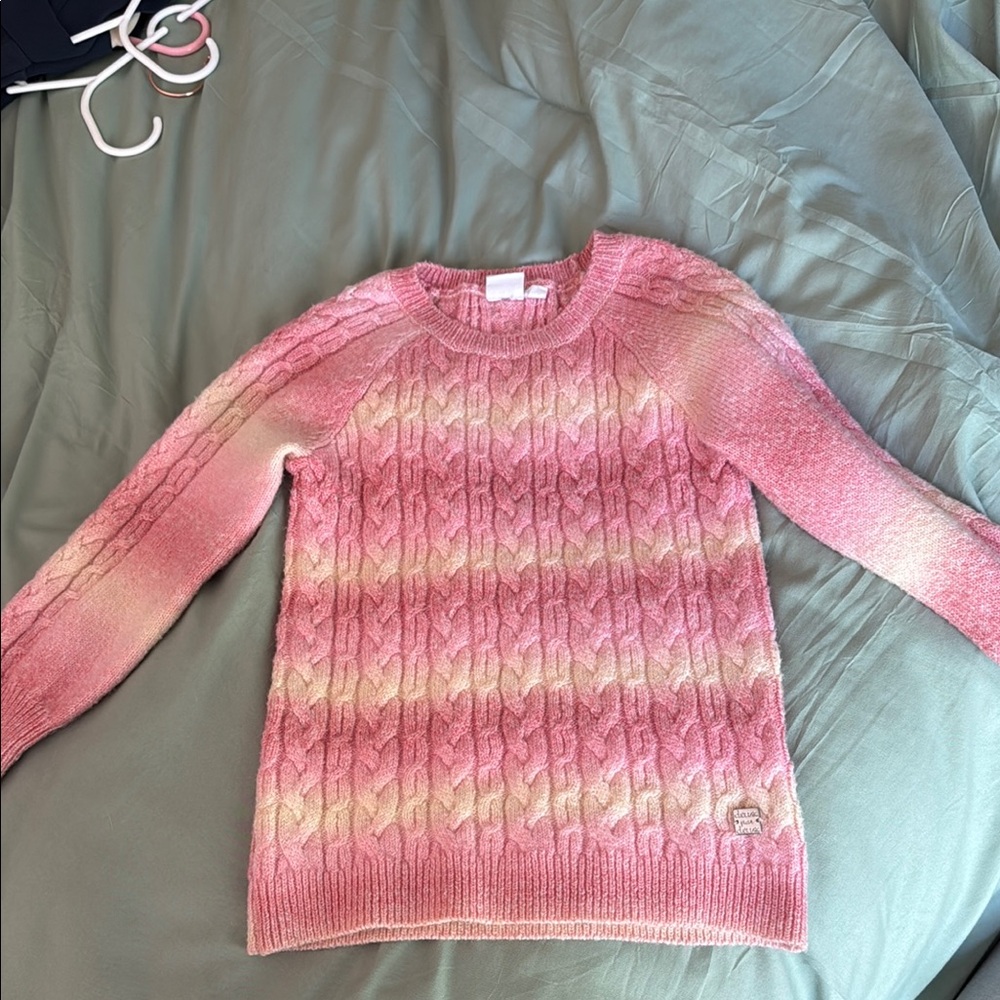 Pink Ombre Cable Knit Sweater